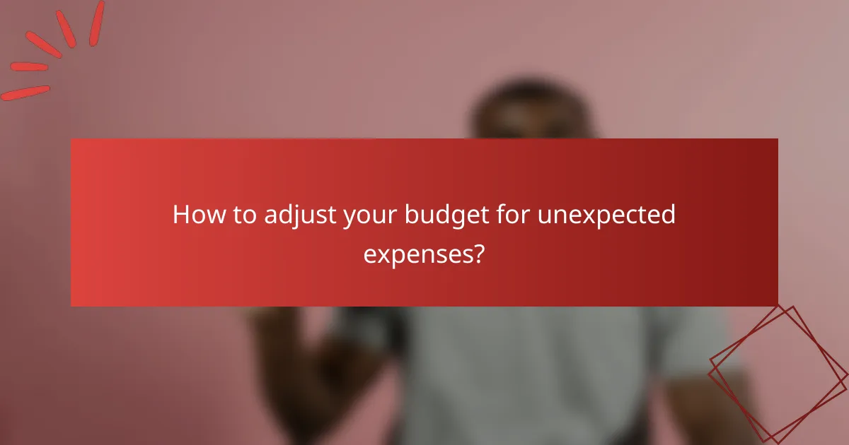 How to adjust your budget for unexpected expenses?