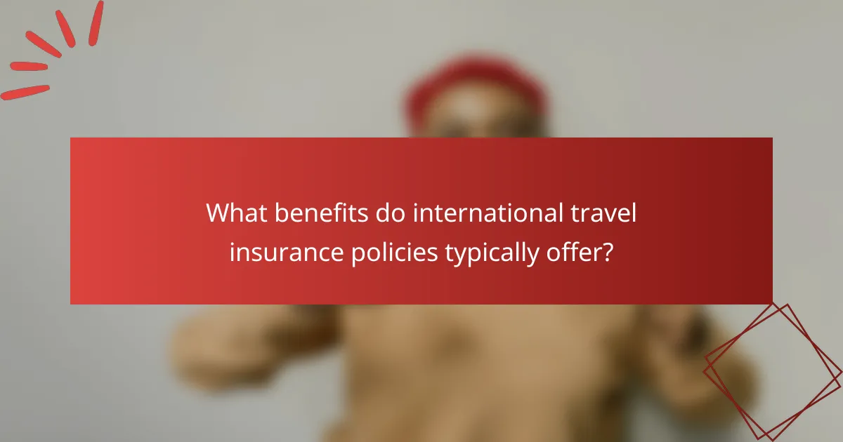 What benefits do international travel insurance policies typically offer?