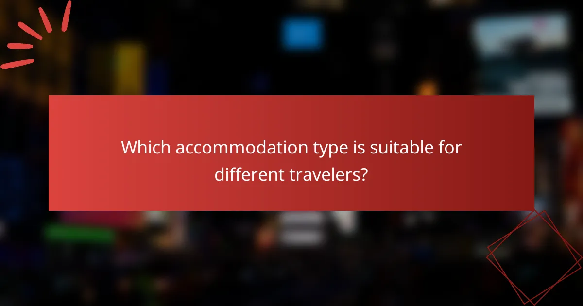 Which accommodation type is suitable for different travelers?
